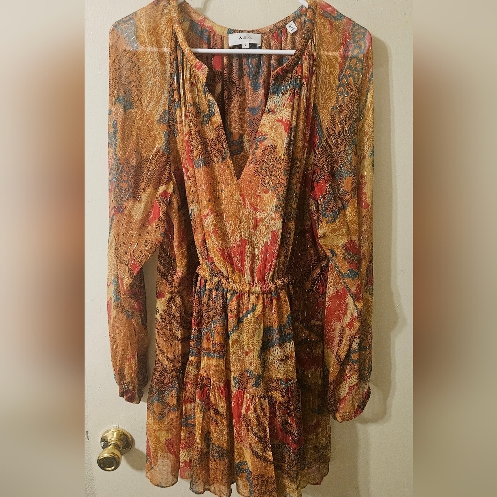 Chic Bohemian Mini Dress in Red and Orange - Picture 3 of 8